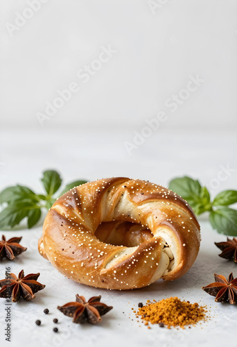 Freshly baked pretzel with ...