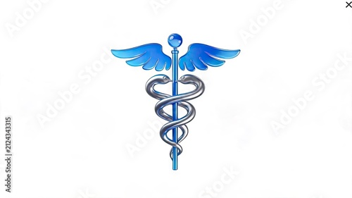 Blue caduceus medical symbol
