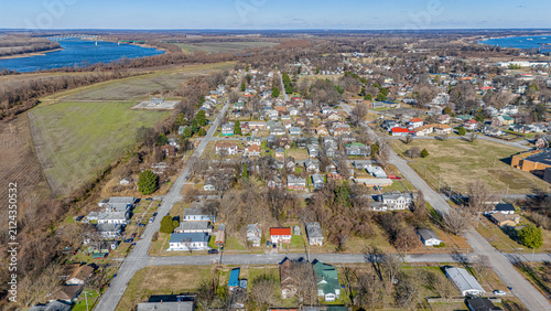 Canvastavla Aerial View of Cairo Illinois Between the Mississippi and Ohio Rivers