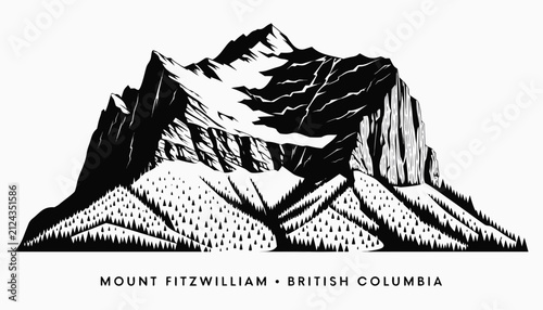 фотографія Very beautiful black and white realistic vector illustration of rugged Mount Fit