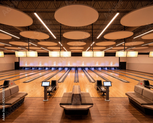 Empty Bowling Alley with Dramatic Symmetry and Perfectly Aligned Lanes