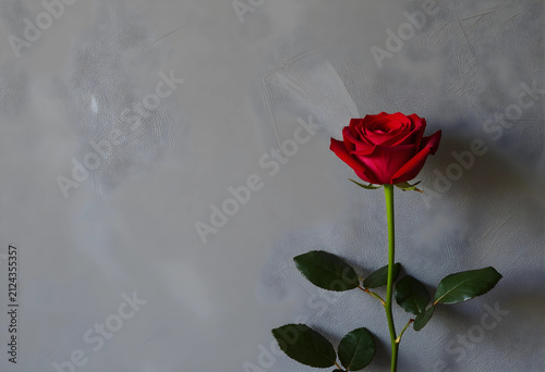 Single red rose with green ...