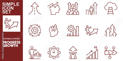 Obraz na płótnie Collection of progress, growth, increase, chart, graph, business development, and success