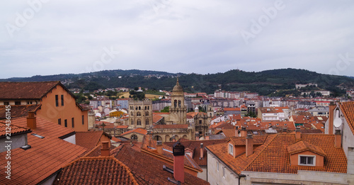 Panoramic View of the Historic Old Town and Ourense Cathedral in Ourense, Galicia, Spain