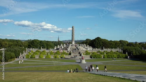 Time lapse view of the Vigeland sculpture park in Oslo, Norway.