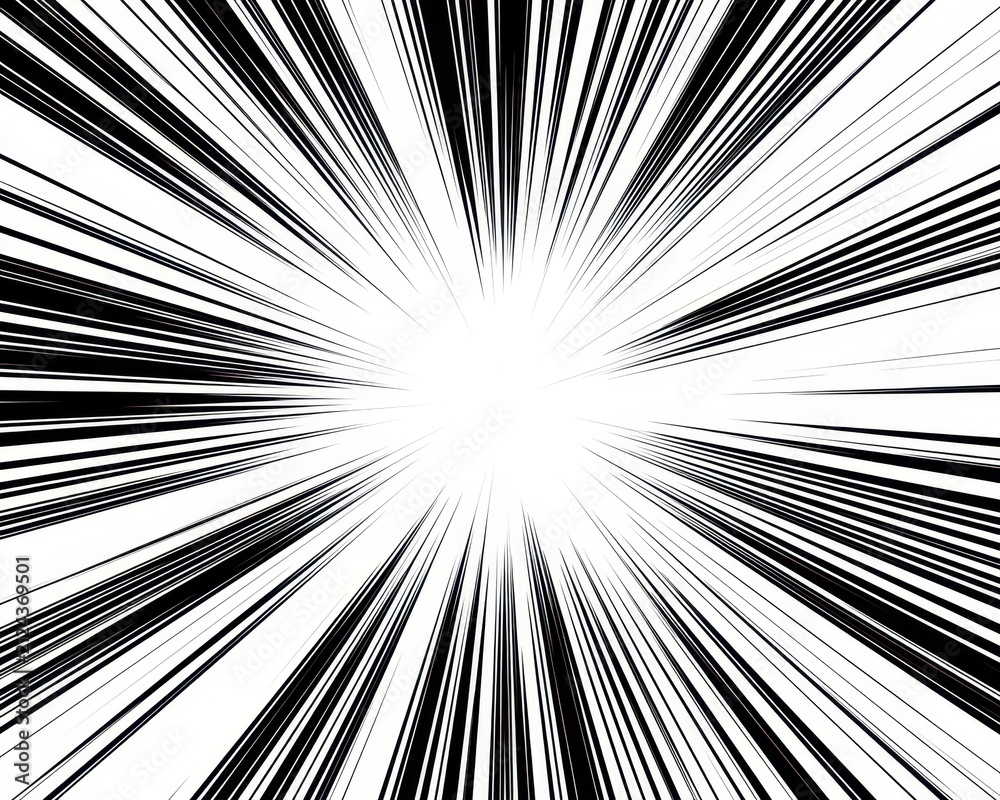 Fototapeta premium Abstract manga speed lines background isolated on white background