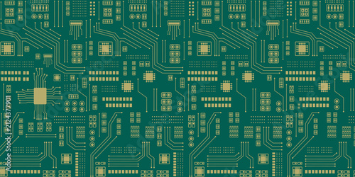 Canvastavla Abstract electronic circuit layout showcasing integrated circuits data pathways