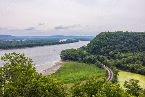 A Mississippi River Scenic View with Railroad Track