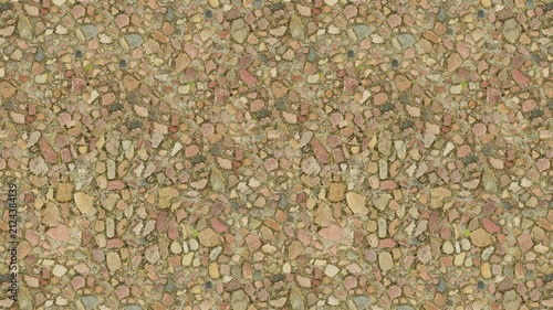 Rough textured pebble aggregate seamless loop background pattern.