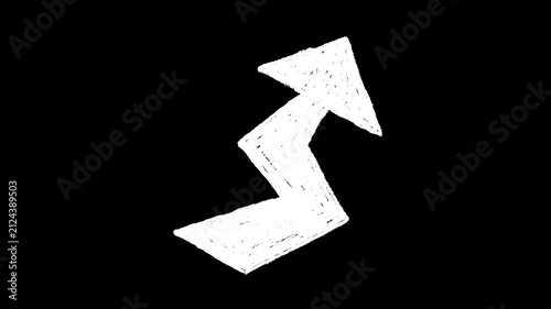 Hand-drawn white arrow chalk pencil texture icon on alpha 2