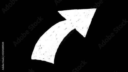 Hand-drawn white arrow chalk pencil texture icon on alpha 1