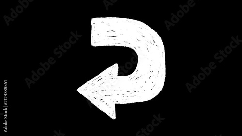 Hand-drawn white arrow chalk pencil texture icon on alpha 4
