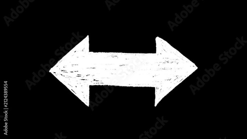 Hand-drawn white arrow chalk pencil texture icon on alpha 3