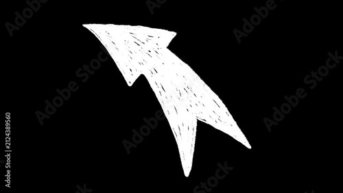 Hand-drawn white arrow chalk pencil texture icon on alpha 5