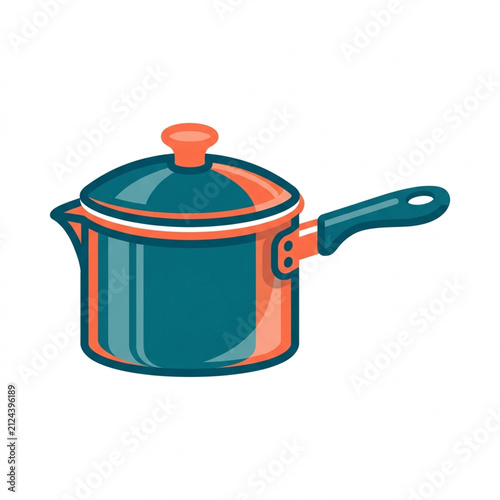 A stylized illustration of a saucepan with a lid