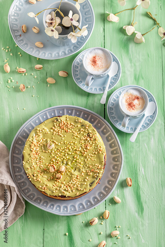 Fresh pistachio cheesecake ...