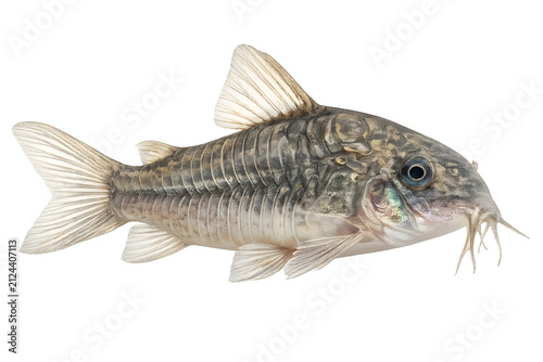 Corydoras Catfish Isolated on Transparent Background PNG, Realistic Freshwater Aquarium Fish Side View, High Quality Cutout