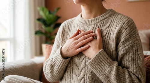 Thoughtful woman finding solace and practicing self-care, embracing introspection and personal growth during a moment of deep emotional processing and understanding