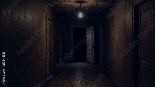 Dark sketchy hallway zoom in