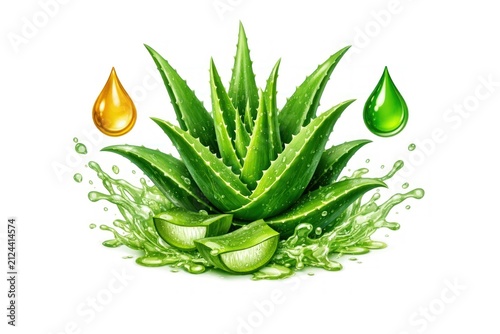 Vibrant aloe vera splash illustration.