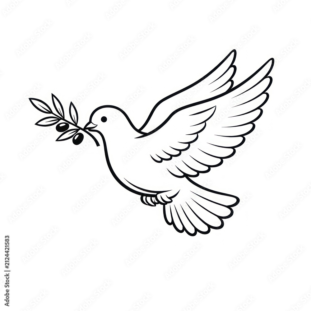 Fototapeta premium Peaceful dove with olive branch.