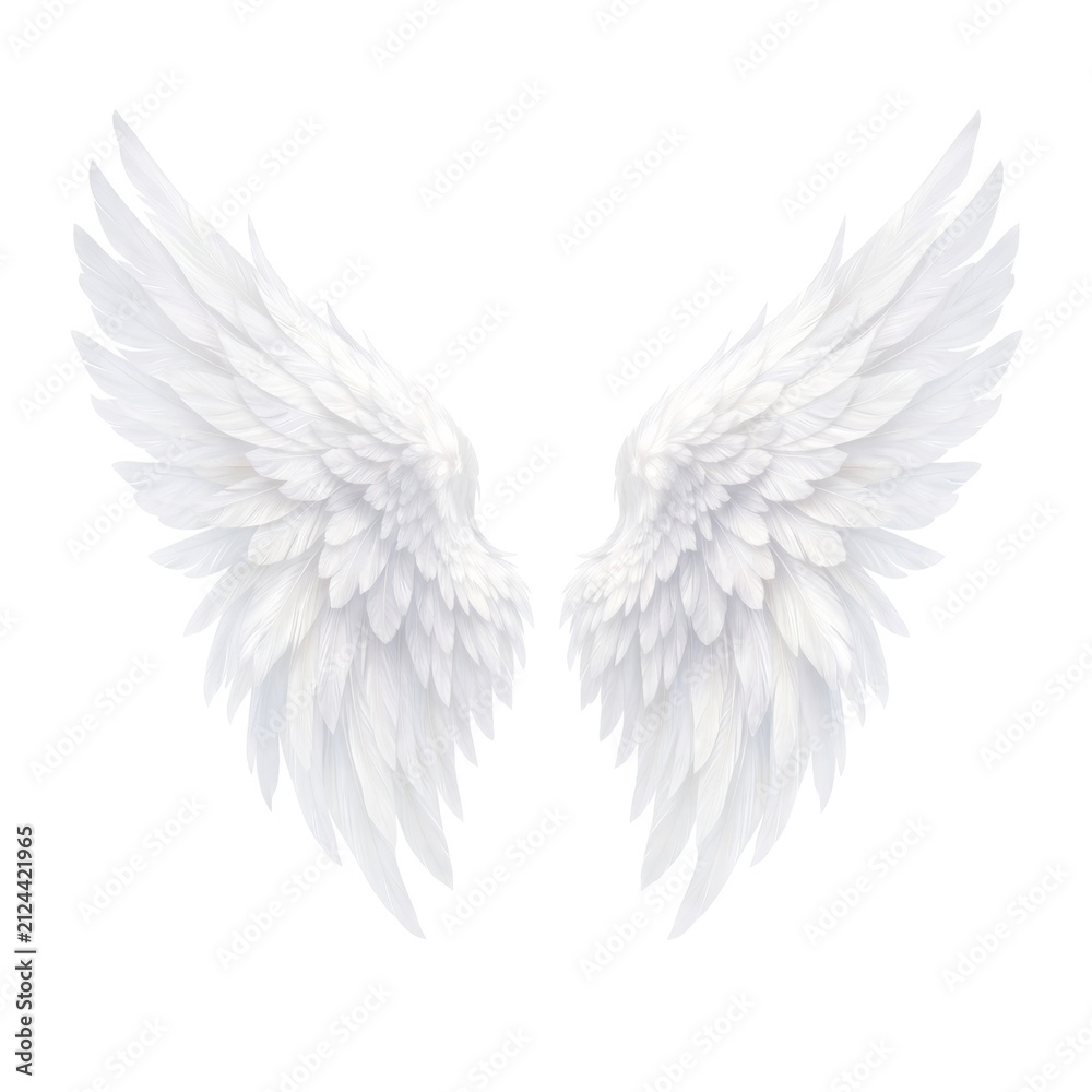 Obraz premium Elegant white angelic wings illustration.