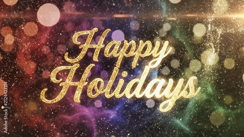 Golden Happy Holidays Text With Bokeh Background