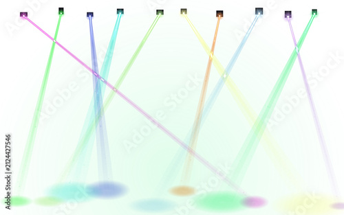Abstract digital connection lines with colorful glowing nodes and light beams on white background
