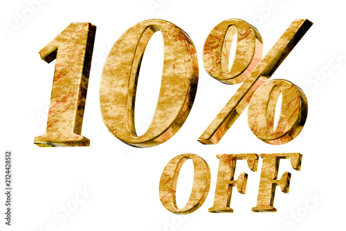 3D gold illustration with a 10% discount. Suitable for commercial advertisements.