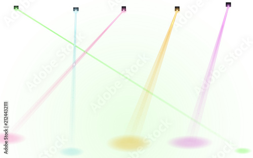 Abstract tech network with glowing light beams connecting various points on white background