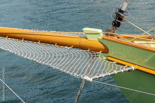 Фотография Catamaran Bowsprit with Trampoline Net Over Water in Copenhagen Harbor, Denmark