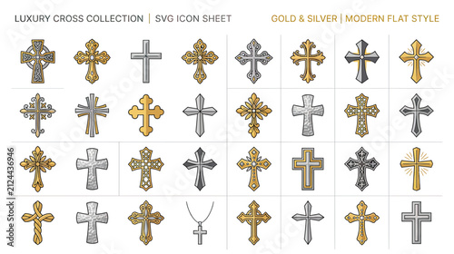 Canvastavla Luxury Cross Icons Collection, Gold and Silver