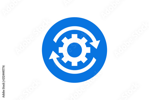 Gear With Circular Arrows Icon Representing Settings Update, Sync, Maintenance and System Refresh