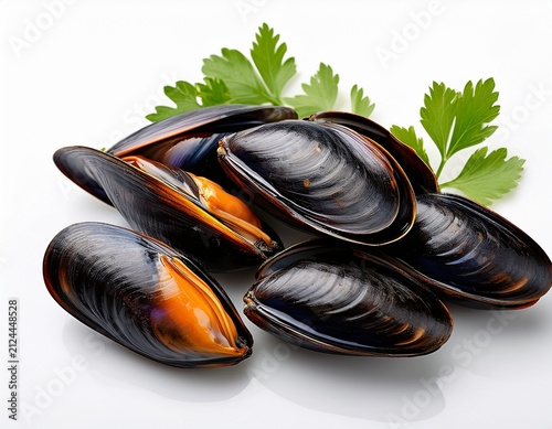 black mussels isolated on white background