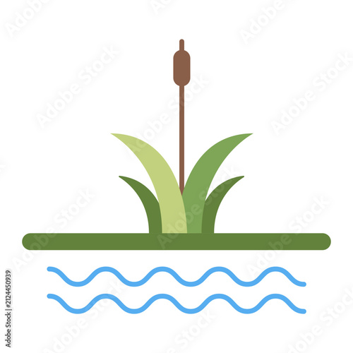 Wild swamp marshland jungle wetland nature flat color icon

