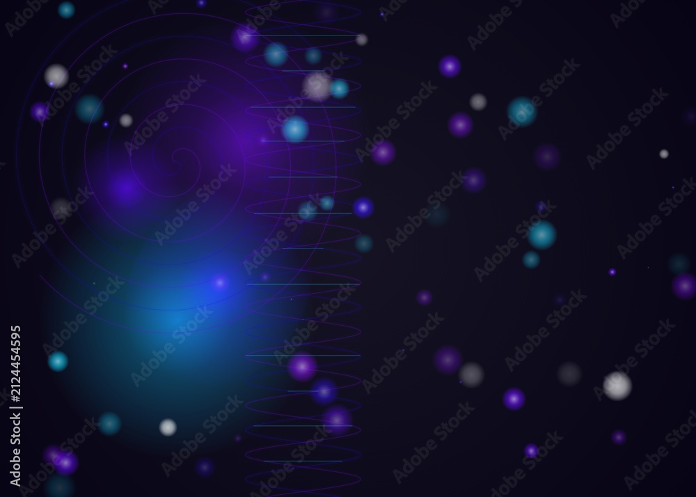 Fototapeta premium Abstract Background Featuring Glowing Particles and Neon Light Orbs in Deep Space