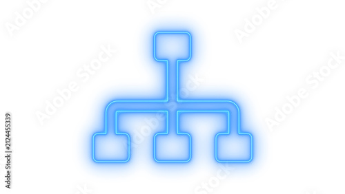 Colorful neon organization chart icon representing business hierarchy structure network connection and database flowchart isolated on transparent background