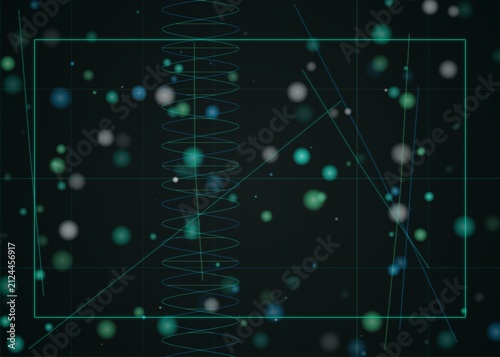 Abstract Digital Background with Glowing Particles and Geometric Light Lines