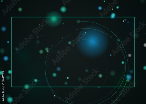 Abstract Tech Background With Glowing Particles and Geometric Frame Overlay