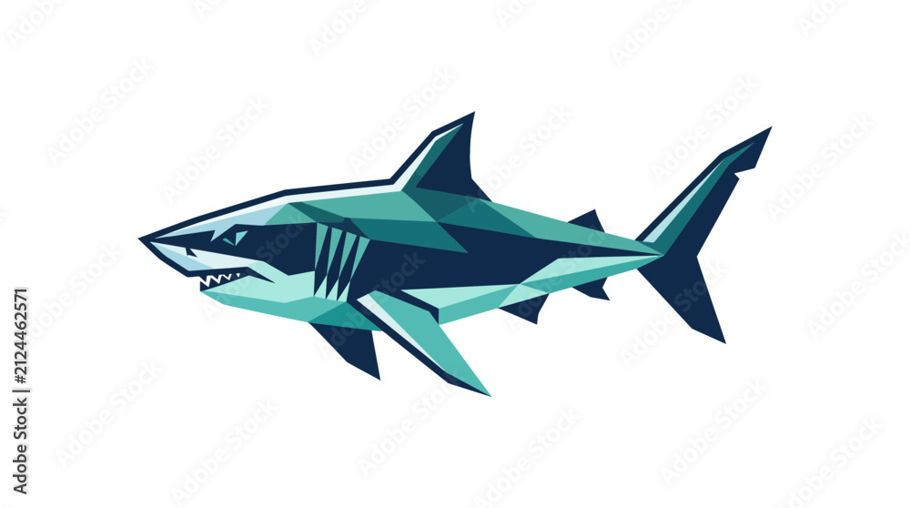 Naklejka premium Low Poly Geometric Shark Illustration