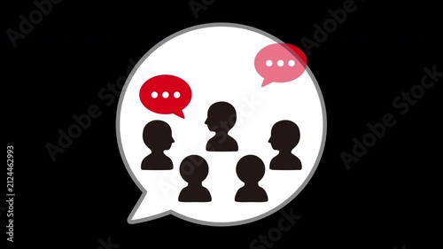 Animated Group Conversation in Speech Bubble with Transparent Background Loop