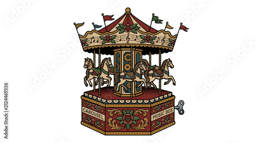 Konstfotografi Ornate Carousel Music Box with Horses