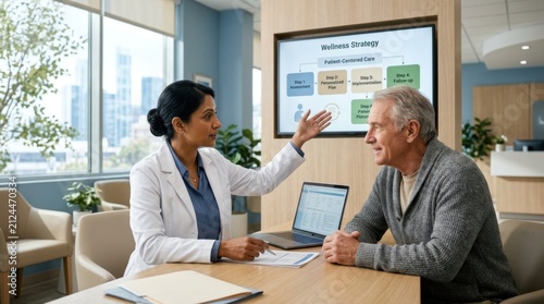 Doctor Explains Wellness Strategy To Patient In Modern Clinic