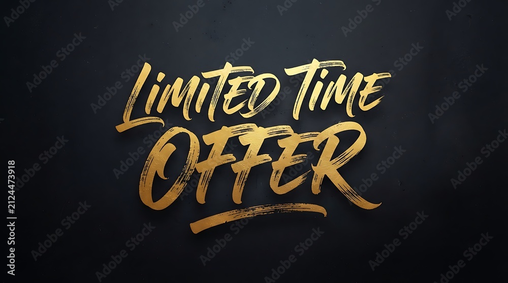 Obraz premium Elegant gold lettering for a limited time offer promotion on a dark background.