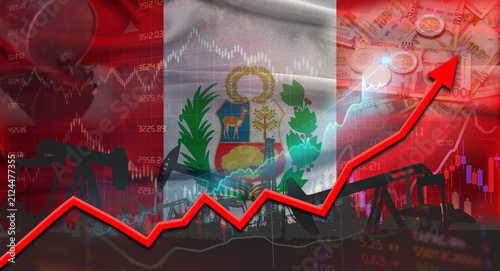 Quadro su tela Growth of oil industry with Peru flag