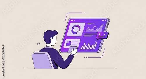 Business person holding smartphone with app icons.