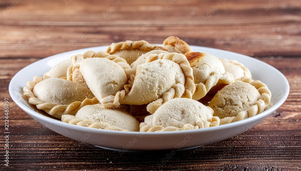 Fototapeta premium Traditional Homemade Pierogi Served on a White Plate