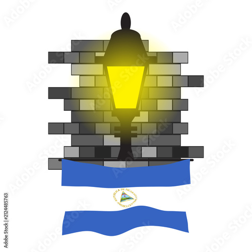 Nicaragua Street Lamp Bricks Vector Illustration