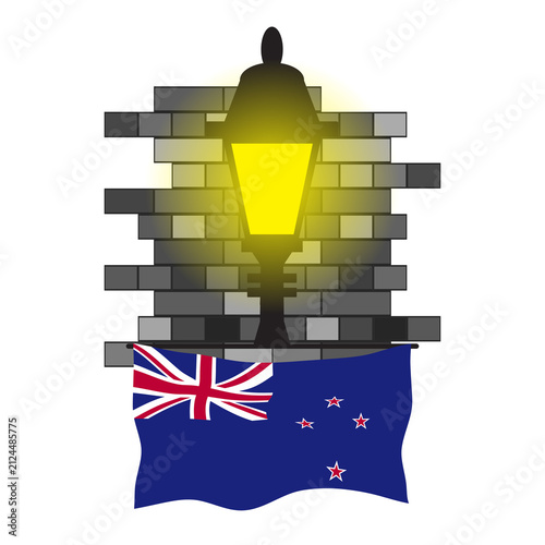 New Zealand Street Lamp Bricks Vector Illustration
