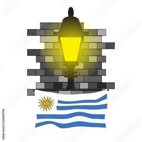 Uruguay Street Lamp Bricks Vector Illustration